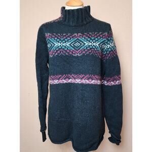 Smartwool Chup Lambswool Women's L Pullover Turtleneck Sweater Blue Purple Teal